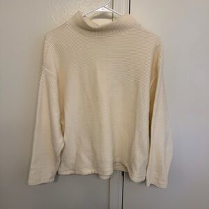 Madewell Mockneck Long Sleeve Top Cream with Pockets Women’s Small